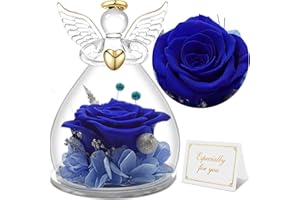 Sunia Rose Eternelle Cadeau Femme, Fleur Eternelle avec Ange Figurine, Cadeau Anniversaire Femme, Cadeau Fete des Meres, Ange Rose Eternelle Cadeau Maman, Cadeau Fête des Mères pour Maman,Cadeau Mamie