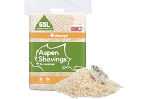 Niteangel Lechos de Viruta de Álamo para Hámster Sirio Enano, Gerbo, Ratón, Degú, Rata, Conejo, Conejillo de Indias, Chinchilla, Erizo u Otros Pequeños Animales (65L - 8mm)