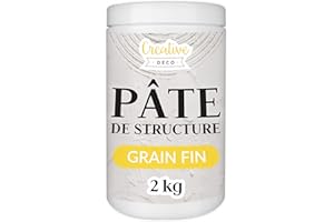 Creative Deco Pâte à structure à grain fin 2 kg | Mastic blanc pour peinture acrylique | Pâte fine pour projets artistiques, peinture acrylique, bricolage, effets 3D, textures, facile à appliquer avec