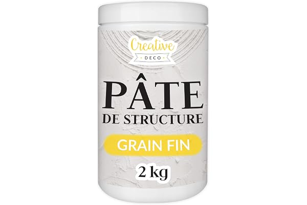 Creative Deco Pâte structurelle à grain fin 2 kg | Mastic blanc pour peinture acrylique | Pâte fine pour projets artistiques, peinture acrylique, bricolage, effets 3D, textures | Facile à appliquer