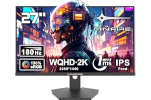 ‎MINIFIRE Minifire Gaming Monitor 24 Zoll, 180 Hz, 1ms MPRT, WQHD(2560 x 1440), 16:9 IPS Panel, AMD FreeSync, HDR10, sRGB 130%, HDMI 2.0&DP 1.2, Unterstützt VESA 75 x 75 mm (MFG24X5Q DP-Kabel enthalten)