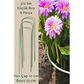 Bitki Destek Kazığı 3&rsquo;l&uuml; Set (6 Adet) &ndash; K&uuml;&ccedil;&uuml;k Boy Metal Bitki Destek Aparatı, Saksı ve &Ccedil;i&ccedil;ek İ&ccedil;in, Yeşil