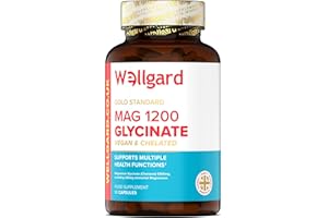 Pure Magnesium Glycinate by Wellgard - Not Mixed with Citrate or Malate, High-Strength Magnesium Supplement, Mag 1200, Vegan, High Absorption Bisglycinate, 240mg Elemental Magnesium, Made in UK