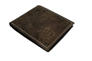 J. WILSON LONDON Mens Designer J Wilson RFID Blocking Genuine Real Leather Wallet with Zip Coin Pocket/Pouch Gift Boxed (Brown Distressed_)