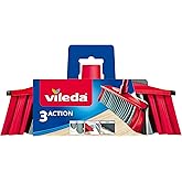 Vileda 3Action Indoor Broom with 3 Bristles Red - Grey, 28 x 14 x 4 cm | Recambio de escoba | limpieza de interiores | sistem