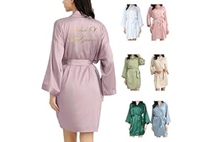 OWITER Women's Satin Robe Bride Bridesmaid Robe for Wedding Bridal Party Luxury Gifts,bride dressing gown for women 6064