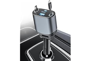 XWXELEC Einziehbares Auto Ladegerät 78W, Handy Schnellladegerät Zigarettenanzünder SteckerAdapter Retractable Charger Kompatibel mit iPhone 16/15/14/13/Pro Max/Samsung S24/S23/A25/A15/A54/Pixel 8a/7a