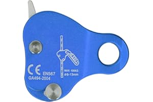 FOUF Bloqueur D'escalade, Alliage D'aluminium 5KN Protection Antichute Auto-freinante Bloqueur de Corde D'escalade pour Descendeur de Cordes de 8‑13 Mm pour L'entraînement D'expansion D'alpinisme(Bleu)