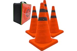 MANRUNBO 4x18 Zoll (45cm) Pylone Faltbar Leitkegel Verkehrskegel Reflektierender Sicherheitskegel Pop-Up Warnkegel Orange