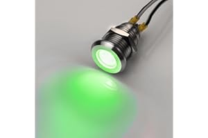 METZLER-TRADE Metzler® LED Kontrollleuchte mit M12 Gewinde und IP67 Wasserschutz grün V2A Edelstahl 6V–24V langlebig salzwasserfest sichtbar bei Sonnenlicht für Auto Boot Industrie Modellbau