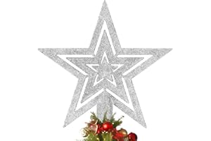 ARDFFA Silber Glitzernde Weihnachtsbaumspitze Stern, Glänzenden Christbaumspitze Festlicher Weihnachtsstern für Tannenbaumdekoration, Party Dekoration, Weihnachtsfeier & Geschenkidee