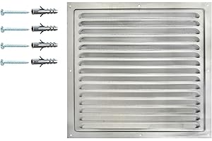 DEMLOU Griglia di Ventilazione in Alluminio Anodizzato con Rete Protettiva | Presa d'Aria Interna/Esterna in Metallo Resistente agli Insetti | Griglia di Aerazione per Pareti e Soffitti. (30 x 30 cm)