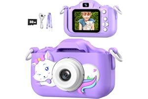AONISE Fotocamera Bambini, Macchina Fotografica Bambini, Fotocamera Digitale Selfie, 32 GB, Videoregistratore HD 1080P, Videocamera Giocattoli per Ragazzi e Ragazze, Regalo Bambini di 3-12 Anni