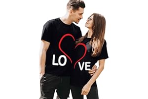 BUKINIE Personalized Love T-Shirt Couple Matching Valentines Day Wedding Gift Set Boyfriend & Girlfriend Letter Print Tees Tops