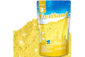 NiToy 1 kg Spielsand, trocknet nie aus, lustig für Kinder ab 3 Jahren, Nachfüllpackung für sensorisches Sandkasten-Spielzeug, ideal zum Formen, Drücken und Formen (gelb)