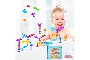 YELLCETOY Toddlers Large Suction Toys Bath Toy: 11pcs Slicone Baby Suction Cup Toys No Mold Bath Toys Great Toddlers Travel Toys Sensory Fidget Toys for Babies Boys Girls
