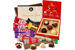 CIA&CO Coffret cadeau VIP ORIGINAL avec boîte rouge Nestlé et 14 pralines et chocolats Toblerone, Kit Kat, biscuits Lotus Biscoff, os et chocolat Hurry Up · Comprend une carte dédiée
