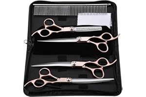 MASYRT Geib Lot de 22 paires de ciseaux à effiler pour chien Main gauche,ciseaux toilettage chien,Ciseaux pour chiens à poils longs de 7 pouces,pour coiffeur animalier chiens et chats.