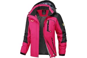 donhobo Damen Jacken Fleecejacke Winterjacke Wasserdicht Atmungsaktiv Verdickt Warm Winddicht Softshelljacke Outdoor Funktionsjacke mit Abnehmbare Kapuzen