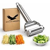 ALINCOLN 2-in-1 Julienne Peeler for Salad | Stainless Steel Peeler for Vegetables & Fruits | Potato, Carrot and Cucumber Cutt