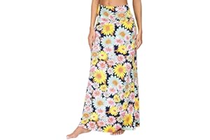 EXCHIC Damen Boho Lang Rock Weicher Dehnbarer Maxirock