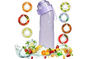 LIVERO Air Water Bottle with Flavour Pods, 650ML New Fruit Scented Water Bottle With 7 Flavour Pods, Starter Up Set 0 Sugar Calorie Water Cup BPA Free &Leak Proof Fragrance for Gym Sports Outdoor(Purple)