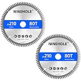 2pcs Circular Saw Blade 210 x 30 mm 80 Teeth TCT Cutting Disc for Wood, Plywood, Drywall, Laminate, Plastic