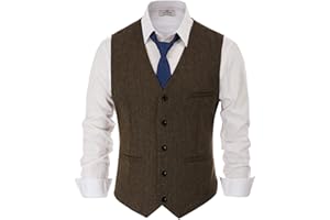 PaulJones Gilet Homme Boutonné Col V sans Manche en Laine Classique