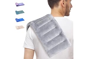 SuzziPad Microwavable Heating Pads for Neck and Shoulder Back Discomfort, 7x16 inches Fatigue Soothing Heated Pad Microwave, Moist Hot Packs, Unscented Heat Pack for Aches, Sore Muscle, Gray