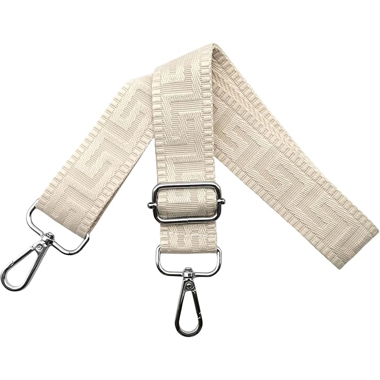 EAZY CASE - Verstelbare tasriem, vervangende riem voor handtassen, schouderriem voor crossbody tassen, dunne riem voor tassen en draagtassen, DIY tassenband, golvend - Groen Beige Metaal Zilver