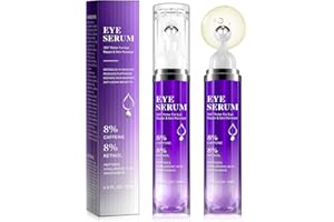 QUANHAO Sérum pour les Yeux avec 8% de Caféine 15ml 2 PCS, Crème Anti Cernes et Rides Instantané, contour des yeux, Repulpe, éclaircit Et réduit les Poches Sous les Yeux