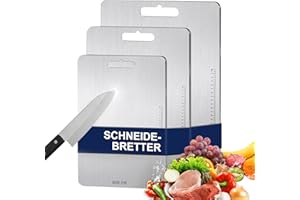 VAPOURD 3 Stück Verdickt Titan Schneidebrett, S316 Edelstahl Titanium Cutting Board, Doppelseitiges Lebensmittel Grade Schneidebrett, Titanium Cutting Board für Fleisch, Obst (3mm Verdickt)