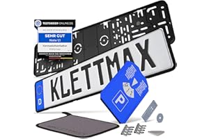 ‎KLETTMAX KLETTMAX® 2X Kennzeichenhalterung Rahmenlos | Nummernschildhalterung für Autos | Nummernschildhalter | für Kfz Kennzeichen |Nicht für Österreich & 3D Kennzeichen