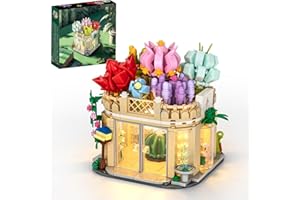VEPOWER Flower House Model Building Set, Friends Succulent House Building Set with LED Lighting Kit, Compatible With LEGO Flower House Building Kit Gift Idea for Kids 8+ and Adults (619 PCS, I92204