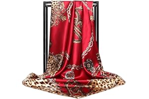 HUNKER Foulard en soie pour femme - Grand carré Satin 90 cm