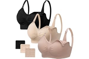 HBselect 3 PCS Reggiseno Allattamento con Estensione Reggiseno Bra Donna Morbido e Traspirante Reggiseno Senza Ferretto e Senza Cuciture