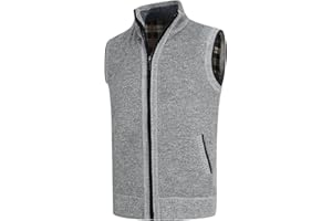 YOUTHUP Gilet da Uomo Senza Maniche Canotta Invernale in Maglia Foderata in Pile con Cerniera Spessa
