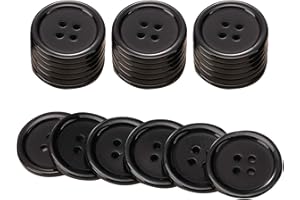 BBLY Packet of 20 x Black Resin 20mm Round Buttons 4 Hole (Black-20mm-20Pcs)