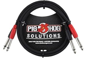 Pig Hog PD-21403 Duales Patch-Kabel, 2 x 6,35mm Mono-Klinke auf 2 x 6,35mm Mono-Klinke, 1 Meter (3FT)