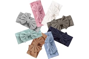 COUXILY bebé-niñas diademas de algodón suave arco anudada Hairband Headwrap Elastic Bow Turbante aros de pelo para niños bebés Set de regalo para niños