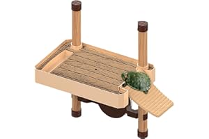 RoseFlower Jetée de Tortue, Plateforme Tortue, Tortue Flottante Platform Reptiles Terrapin Dock avec échelle de Rampe Aquarium Fish Tank Decor pour Petit Reptile Tortue Newt Basking #M