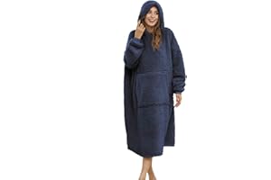 ililmmoe Übergroße Sherpa-Decke mit Kapuze für Damen und Herren, Lange Bequeme Sherpa-Decke, Sweatshirt, zotteliger Pullover, Plüsch, warm, gemütlich, Einheitsgröße