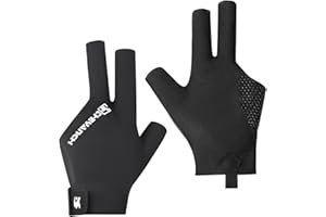 LOGHOHU Billiard Pool Glove Left Hand 3 Finger Breathable Pool Gloves Snooker Cue Sport Glove Adjustable Popular Sizes for Men & Women Durable Double Stitching Elasticity Billiard Training Accessories