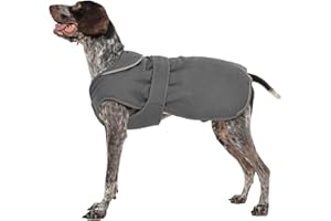 Kuoser Wasserdicht Hundemantel Hundejacke für Kleine Mittelgroße Hunde, Reflektierende Leinwand Wintermantel Große Hund Mantel Welpen Fleecejacke Wintermantel Hundeweste mit Gurtloch, XL Grau