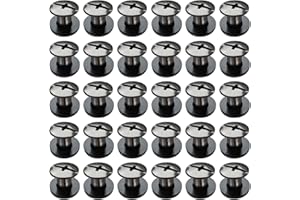 SHSMPXOY 30 Set Chicago Screws Posts for Leather Rivets M5*6mm Chicago Book Binding Screws Rivets Cross Head Chicago Button Screws for DIY Book Scrapbook Bookbinding, Bags,Collars(Gloss Black)