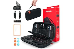 TRANSNOVO Étui avec Verre Trempé Compatible Nintendo Switch 2 Console – Housse Pochette de Protection avec 24 Cartes de Jeux, Support, Capuchons et Coques pour Joy Con et Switch 2 Accessoires