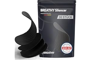 BREATHY Mundpflaster gegen schnarchen (30 Stück) - Monatsvorrat - optimaler Halt auch mit Bart - Mouth tape for sleeping - schnarchstopper anti schnarch schnarchen,schnarchpflaster no snoring