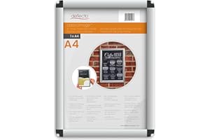 Deflecto Cadre Clipsable A4 Mural Résistant à l'Eau - Profil 25mm Aluminium Argent - Présentoir Publicitaire Professionnel