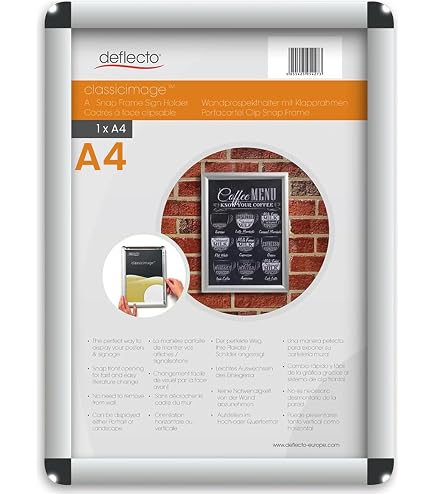Porte-affiche Mural A2 Avec Cadre Clipsable Aluminium - Façade Anti-reflet - Fixation Murale Facile - Parfait Pour Bureaux, Magasins, écoles