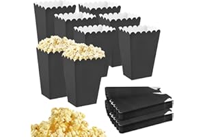 APOMOONS 50 Pièces Boîtes à Pop-Corn et Bonbons, Carton Conteneur Pop-Corn pour Placer Collations de Fête et Cinémas (Noir)